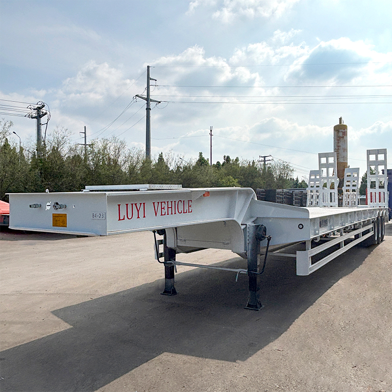3 Axle Low Bed Semi Trailer Heavy Duty Equipment Transport For Excavator Bulldozer Machinery Hauling Carrier Use - 图片 3