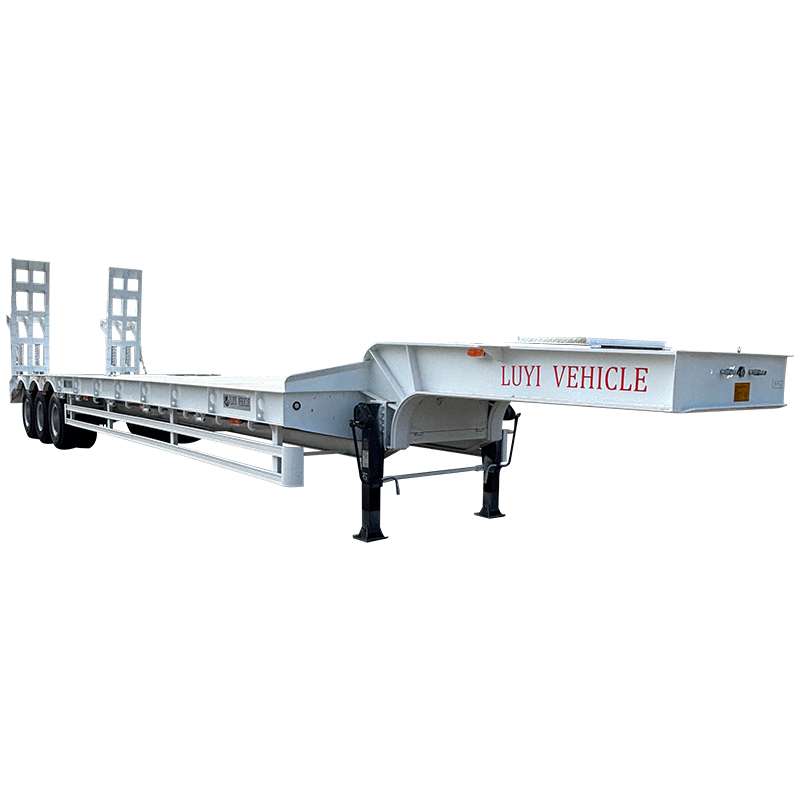 主图 (2) 3 Axle Low Bed Semi Trailer Heavy Duty Equipment Transport For Excavator Bulldozer Machinery Hauling Carrier Use