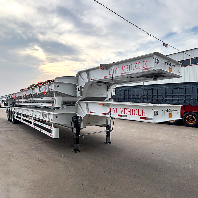 3 Axle Low Bed Semi Trailer Heavy Duty Equipment Transport For Excavator Bulldozer Machinery Hauling Carrier Use - 图片 5