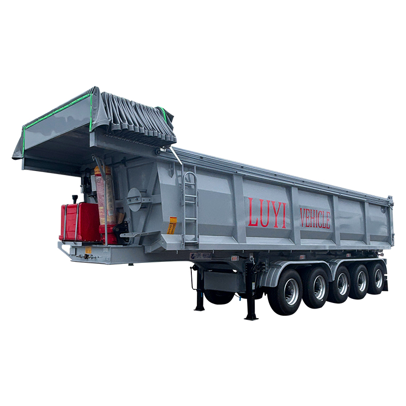 主图 (1) 40T Rear Dump Semi Trailer Electric Tarpaulin Cover Steel Structure For Mining Construction Bulk Cargo Hauling