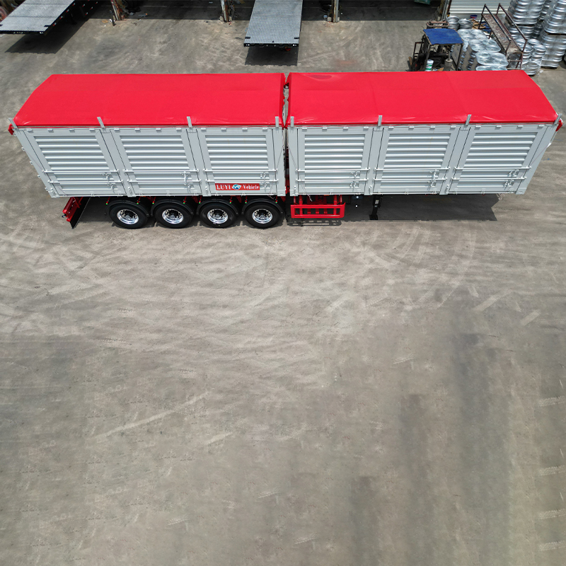 4 Axle Double-Compartment Grain Side Dump Semi-Trailer - 图片 4