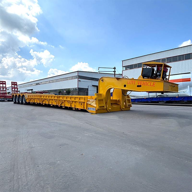 4 Axle Detachable gooseneck low flatbed semi-trailer Transporting heavy equipment - 图片 6