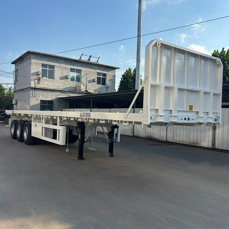 3 Axle Flat Bed Trailers For Sale Steel for transport containers - 图片 3