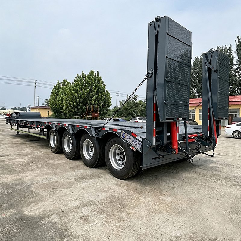 4 Axle Low Loader Semi Trailer Mechanical Suspension For Mining Construction Heavy Equipment Carrier Hauling Service - 图片 5