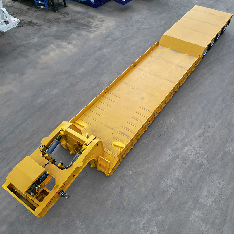 4 Axle Detachable gooseneck low flatbed semi-trailer Transporting heavy equipment - 图片 5