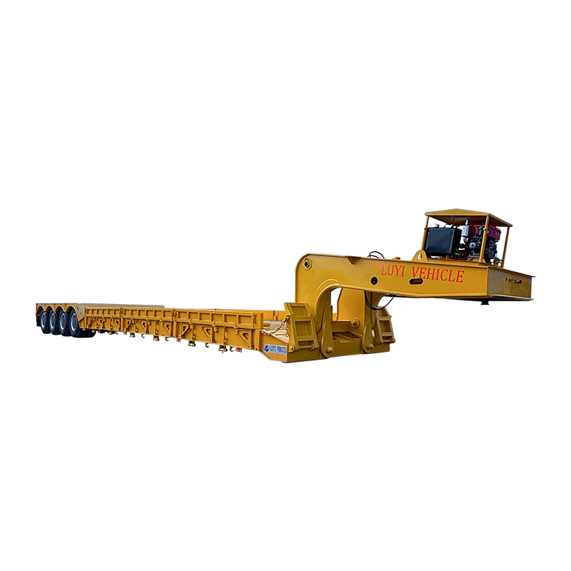 主图 (4) 4 Axle Detachable gooseneck low flatbed semi-trailer Transporting heavy equipment