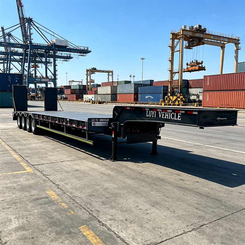 4 Axle Low Loader Semi Trailer Mechanical Suspension For Mining Construction Heavy Equipment Carrier Hauling Service - 图片 3