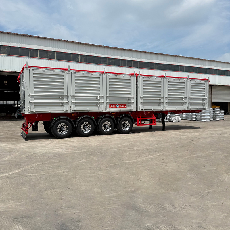 4 Axle Double-Compartment Grain Side Dump Semi-Trailer - 图片 6