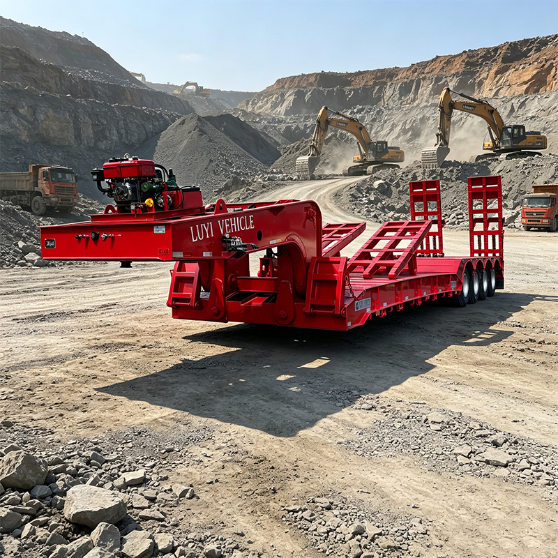 120-Ton Detachable Gooseneck Low-Bed Semi-Trailer for Transporting Mining and Engineering Equipment - 图片 4